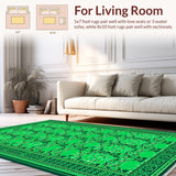 Ultra Soft Area Rug, Non Slip, Stain Resistant, Washable Area Rugs for Living Room, Bedroom, Boho Oriental Vintage(Green)