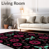 Gothic Botanical Interlocking Blossoms with Macabre Insect (Black)