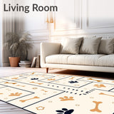 Interlocking Paw Print Maze with Subtle Bone Motifs (Beige)