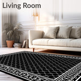 Interlocking Lattice Trellis with Subtle Botanical Flourishes and Worn Accents (Black) - ODIKA