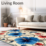 Hibiscus Garden Symphony with Modern Botanical Blooms and Artistic Flourish(Beige)