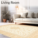 Classic Beige Easy Care Area with Non Shedding Weave for Any Space(Beige)