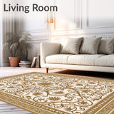 Botanical Damask Scrollwork Elegant Heritage Design(Beige)