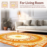 Elegant Boho Sunburst Bathroom Runner Rug Washable Kitchen Area Carpet(Yellow)