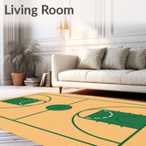Basketball Court Beige Floor Green Key Green Lines(Beige)