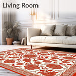 Heritage Damask featuring Symmetrical Rose Clusters (Red) - ODIKA
