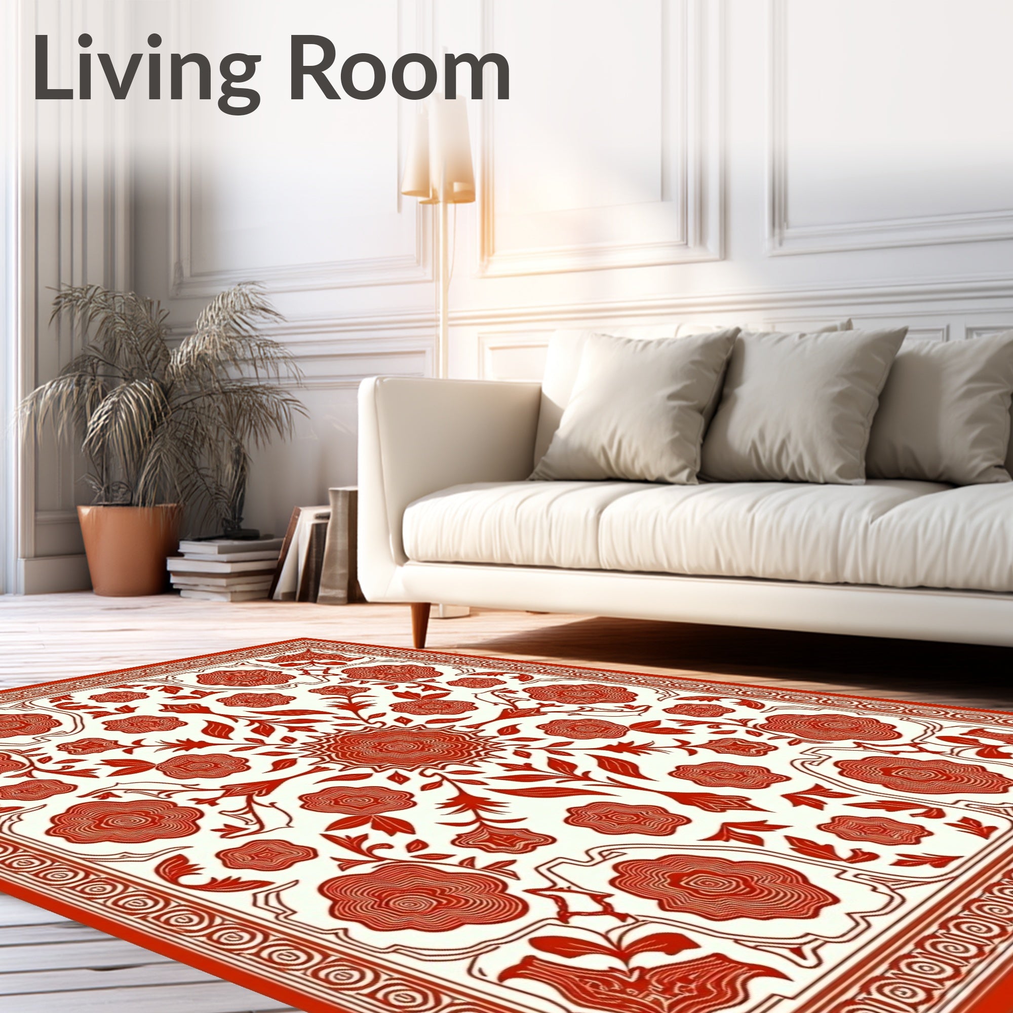 Heritage Damask featuring Symmetrical Rose Clusters (Red) - ODIKA