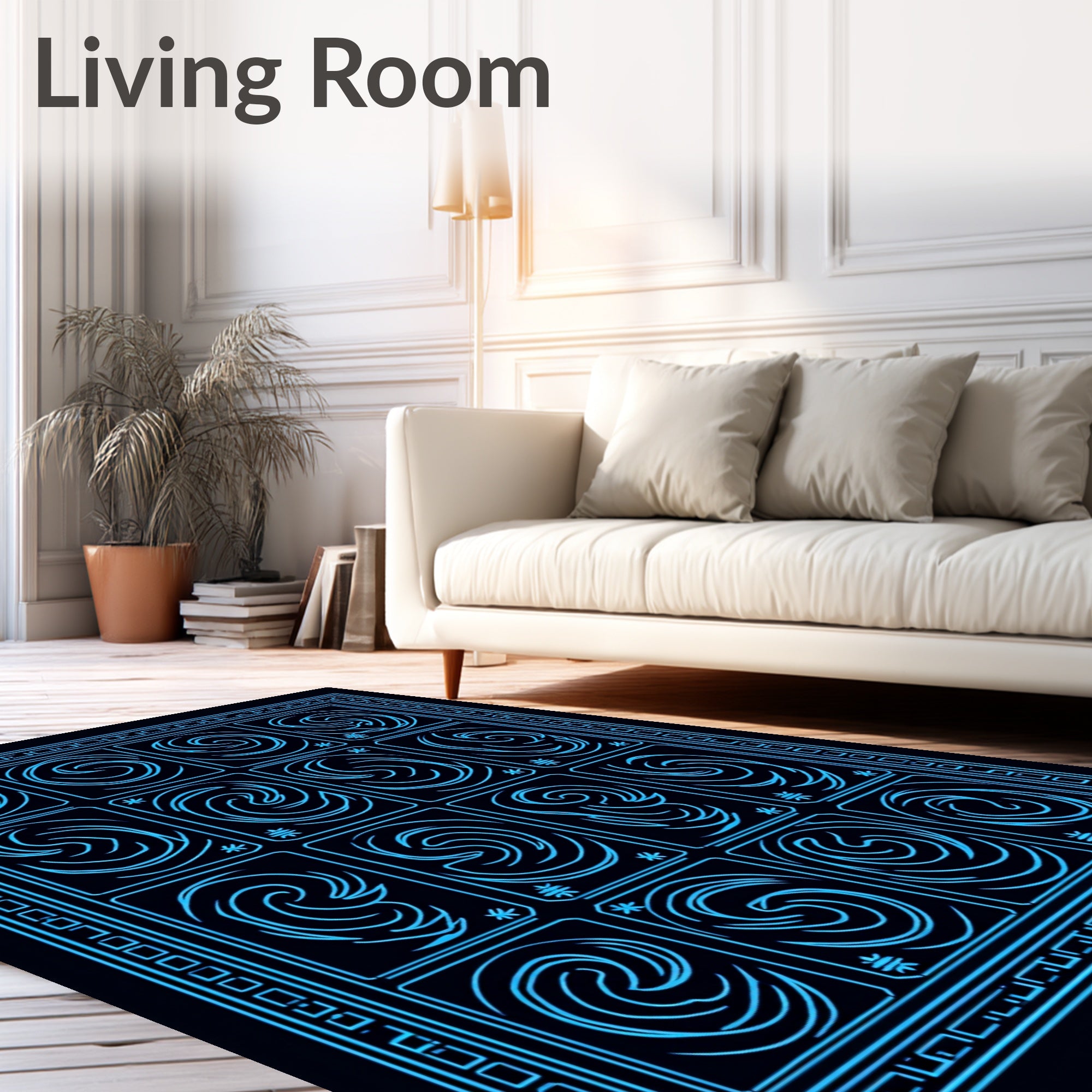 Celestial Maze with Twinkling Accents and Labyrinth Motif (Blue) - ODIKA