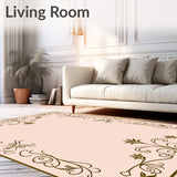 Art Nouveau Scrollwork with Elegant Flourish and Stylized Leaves (Beige) - ODIKA