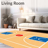 Basketball Court Wood Floor Blue Key White Lines Red Circle(Beige)