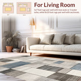Ultra Soft Area Rug, Non Slip, Stain Resistant, Washable Area Rugs for Living Room, Bedroom, Modern Patchwork Cotton Low Pile(Gray)