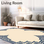 Pair of Shaped Carpets with Intricate Lace Inspired Design (Beige) - ODIKA