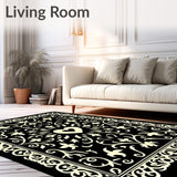 with Swirling Petal Motif and Ornate Border (Black) - ODIKA