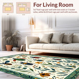Ultra Soft Area Rug, Non Slip, Stain Resistant, Washable Area Rugs for Living Room, Bedroom, Vintage Green Botanical Living Room Non Slip Rug(Green)