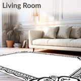 Elegant Border Trellis Interlocking Medallion Lattice Vintage Motif (Black)