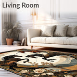 Hand Painted Horse Spirit Area Rug with Expressive Motion and Vintage Detailing(Brown)