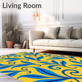 Botanical Scrollwork with Stylized Leaf Vines(Yellow)