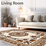 Vintage Garden Blooms Botanical Medallion Accent Design(Ivory)