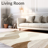 Earthy Tone Area with Abstract Wave(Beige)