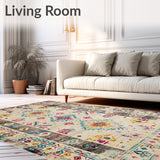 Over Dyed Southwestern Border Area with Beige Geometric Art(White)