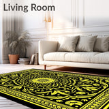 Paisley Honeycomb Jacquard Symmetrical Floral Arrangement (Black)