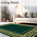 Modern Art Interlocking Fan Motif with Golden Highlights (Green) - ODIKA