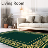 Modern Art Interlocking Fan Motif with Golden Highlights (Green) - ODIKA