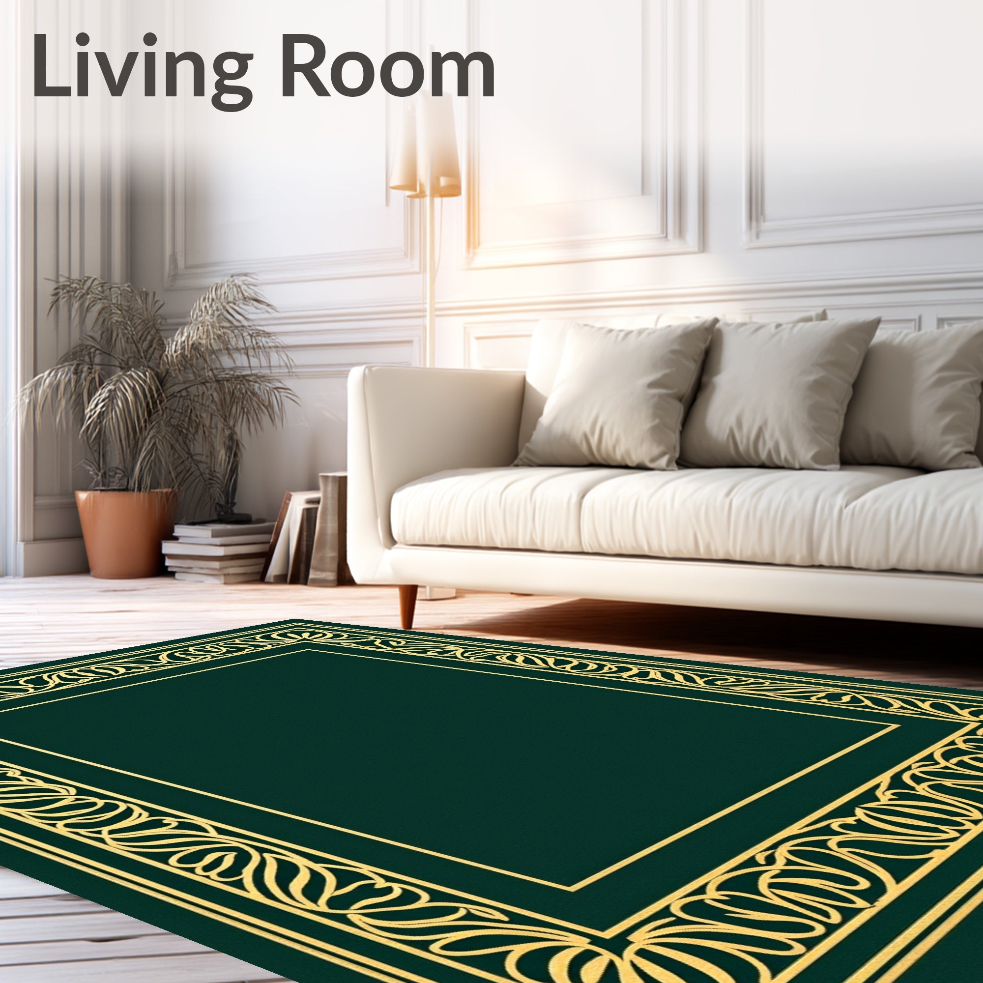 Modern Art Interlocking Fan Motif with Golden Highlights (Green) - ODIKA