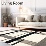 Chic Area Featuring Unique Beige and Slate Striped Graphic Elements(Ivory)