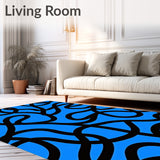 Abstract Charcoal Wave Ripple Design with Flowing Curves(Blue)