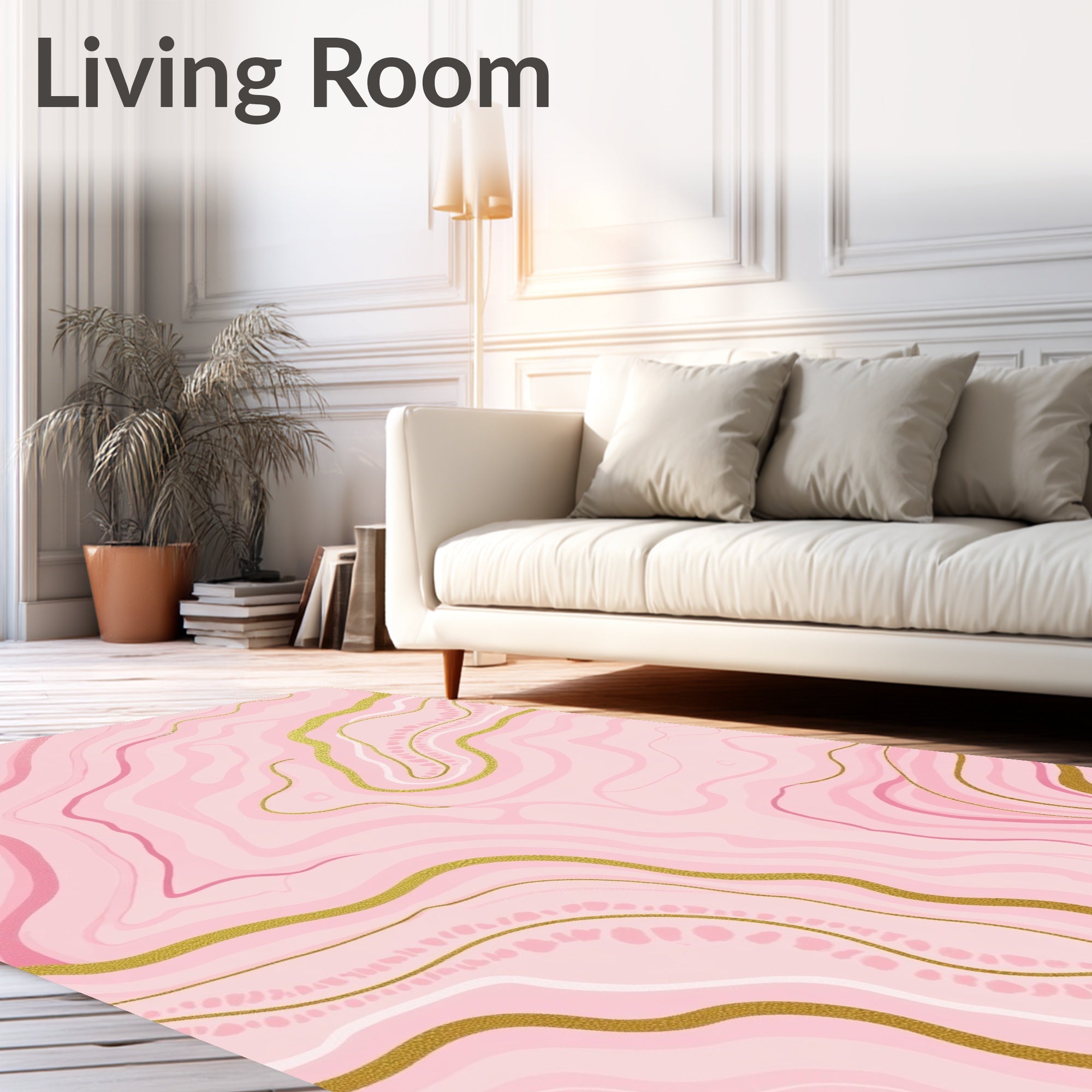 Elegant Marble Swirl Abstract Luxury Decorative Contemporary Art (Pink) - ODIKA