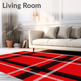 Holiday Tartan Motif Featuring Bold Contrasts and Interlocking Stripes(Red)