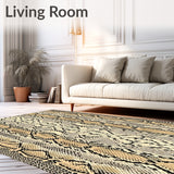 Abstract Snakeskin Area Beige Brown Viscose Print(Beige)