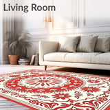 Vintage Floral Medallion with Classic Botanical Embellishments(Red)