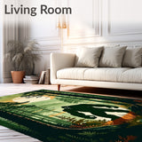 Forest Fantasy Sasquatch Adventure Area Rug(Green)