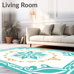 Lotus Medallion with Flourished Petal Motifs and Wavy Borders (Gold) - ODIKA