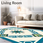 Nautical Compass Transitional Decorative Flooring (Blue) - ODIKA