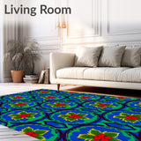 Festive Holly Wreath Shag with Interlocking Vine Motifs(Blue)