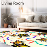 LED Enhanced Tabby Cat Portrait featuring Vibrant Paw Prints(Black)