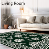 Classic Snowflake Damask with Elegant Winter Botanical Design(Green)