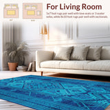 Ultra Soft Area Rug, Non Slip, Stain Resistant, Washable Area Rugs for Living Room, Bedroom, Boho Traditional Non-Shedding(Blue)
