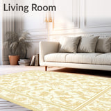 Elegant Scrollwork Cream Beige Area with Timeless Damask Motifs(Beige)