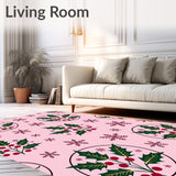 Festive Holly Wreath with Berries and Snowflake Motifs(Pink)