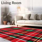 Seasonal Plaid Tartan with Intersecting Grid Framework(Red)