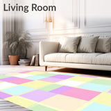 Cheerful Checkered Romance Festival Celebration Design Floor Covering(Yellow)