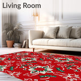 Festive Holly Berry Medallion Design Floor(Red)