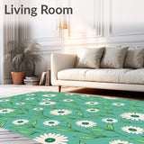Blooming Meadow Floral Tapestry With Elegant Botanical Motifs(Green)