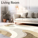 Oatmeal Swirl Cream Blend Abstract Motion Art(Beige)