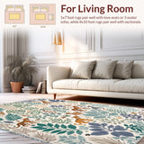Ultra Soft Area Rug, Non Slip, Stain Resistant, Washable Area Rugs for Living Room, Bedroom, Modern Jungle Print Stain-Resistant Living Room Mat(White)