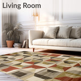 Clean Lines Modern Geometric Area In Deep Beige And Brown(Beige)